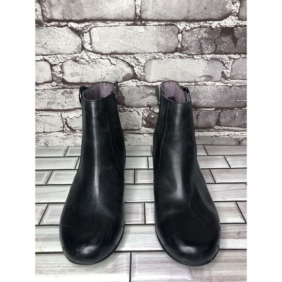 Dansko Black Leather Ankle Boots Block Heel Zip Heel Booties Women 38EU/7.5M US - Picture 10 of 16